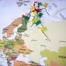 białe mapa obraz na korku świata nr 27 turkusowa tablica