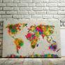 kolorowy obraz na płótnie - mapa kolory - 120x80 cm świat plamy