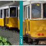 miasto tramwaj obraz na płótnie - żółtym tramwajem przez piękną