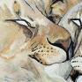 miłość lwy szanowni państwo, obraz akrylowy recznie malowany na płótnie zwierzęta