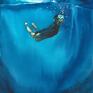 Obraz akwarelowy "Kobieta w głębinach" - woda akwarela