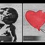 oryginalne serce obraz na płótnie - banksy dziewczynka - 120x80 cm