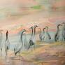Szanowni Państwo Obraz akrylowy ręcznie malowany na płótnie naciągniętym na drewniany blejtram rozmiar obrazu 40/40/2 cm. Ptaki