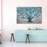 Obraz do salonu drukowany na płótnie z drzewem w odcieniach turkusu 120x80 abstrakcja drzewo