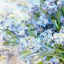 Renata Bułkszas gustowne kwiaty malowane obraz na płótnie niezapominajki w słoju to romantyczna dekoracja obrazy artysty