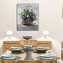 Obraz do salonu Koszyk z kwiatami, 50 x 60, elegancki minimalizm, grafika obrazy kwiaty natura