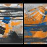 nowoczesny pomarańczowe obraz na płótnie - abstrakcja - 90x60 cm wzór