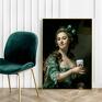Plakat obraz lady with coffee B2 - 50x70 cm