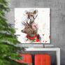 Krzanoo Art pod choinkę jelonek obraz na płótnie 100x100cm świąteczny prezent
