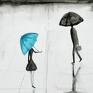 obraz ręcznie malowany 30x40 cm, deszczowa ulica, 2730814 nowoczesny