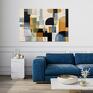 beżowe nowoczesny obraz brązowy abstrakcyjny - minimalistyczny do salonu