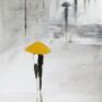 Mini Mal Art grafika czarno biała ręcznie malowany 50x70 cm, deszczowa ulica, nowoczesny obraz