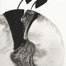 ART Krystyna Siwek grafika czarno biała ręcznie malowany 50x70 cm wykonana, nowoczesny obraz abstrakcja