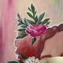 obraz abstrakcyjny ręcznie malowany - kobieta z kwiatami
