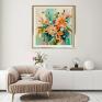 pomarańczowych - nowoczesny z kwiatami - wydruk artystyczny 50x50 cm - obraz bukiet kwiatów