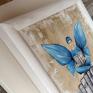 Anioł Bibliofil 14, obraz ręcznie na collage, w drewnianej ramie plotnie prezent