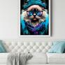 Portret kota hipsterskiego - Juniper - wydruk na płótnie 50x70 cm B2 Grafika wykonana metodą cyfrowego malarstwa olejnego