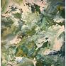 Anna Majkutewicz do salonu abstrakcja green waves - ręcznie malowany obraz