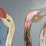 Obraz oryginał na płótnie 100x70 cm - Flamingi - akryl