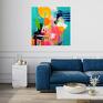 turkusowa abstrakcja - kolorowy wydruk na 50x50 cm - obraz do biura