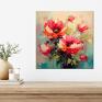 piwonie - nowoczesny z czerwonymi kwiatami - wydruk artystyczny 50x50 cm czerwone kwiaty obraz z piwoniami