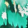 zielony obraz abstrakcyjny ręcznie malowany - 80x130 cm
