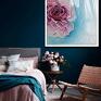 Róża w błękitach - Obraz do salonu - Canvas - ręcznie malowany nowoczesny abstrakcyjny