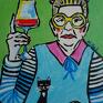 babcia z lamką wina - obrazy industrial malarstwo ekspresjonizmu obraz do salonu