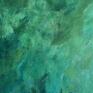 Zielony abstrakcyjny obraz ręcznie malowany - Serenity 60x60cm - glamour