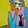 olejny do dama z kotkiem malarstwo ekspresjonizmu obraz do salonu
