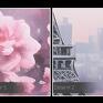 z paryżem na płótnie - różowe kwiaty wieża eiffla obraz paryż