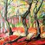 obraz las krajobraz akrylowy ręcznie malowany na płōtnie, "
