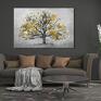 beżowe obraz drzewo do salonu drukowany na płótnie z drzewem grafika pejzaż