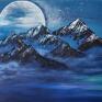 Biała noc - obraz ręcznie malowany na płótnie 80x60 cm góry abstrakcja