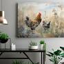 na płótnie - ptaki beżowy wieś - 120x80 cm (114001) motywy dekoracja scienna obraz kura