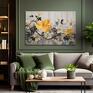 szare dekoracyjny na płótnie - kwiaty abstrakcja - 120x80 cm obraz łąka do salonu