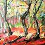 pomarańczowe obraz las szanowni państwo, ręcznie malowany na płótnie naciągniętym