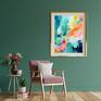 na płótnie do salonu kolorowy abstrakcyjny - turkusowa obraz do biura