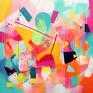 Kolorowy obraz abstrakcyjny - geometryczny w żywych kolorach 60x60 cm na płótnie