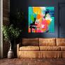 turkusowa abstrakcja - kolorowy wydruk na 50x50 cm - obraz do salonu