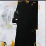 Obraz olejny - Czarny i żółty III - dekoracja do salonu abstrakcja