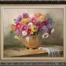 kwiaty sztuka astry, ręcznie malowany obraz olejny