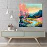 Obraz - polana z rzeką - wydruk artystyczny 50x50 cm - plakat kolorowy krajobraz