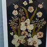 z suszonych ziół - kwiaty białe - obraz zioła salon rustykalny