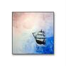 olej na morze "statek w chmurach" - obraz olejny na płótnie, 60x60 malowane szpachelkami