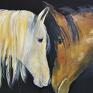 akrylowy "When eyes meet " - zwierzęta konie obraz walentynki