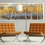 salon jesienny obraz drukowany na płótnie z brzozami abstrakcyjny pejzaż