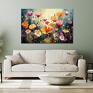 Nowoczesny obraz łąka kwiatna - wydruk na płótnie 90x60 cm - kolorowe kwiaty z kwiatami