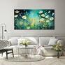 Annsayuri ART zielony do salonu - poziomy z białymi łąka kwietna obraz z kwiatami