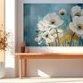obraz na płótnie - martwa natura bukiet turkus - 120x80 cm (122301) białe z bialymi kwiatami kwiaty na obrazie
